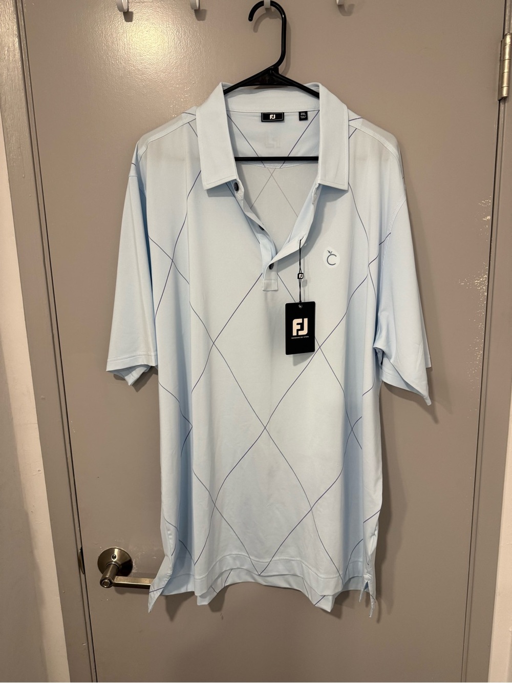 FootJoy Men’s Light Blue Argyle-Print Golf Polo
